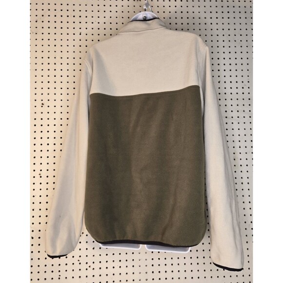 Lands End Sweater Mens Medium White Fleece Pullover Quarter Button - Picture 2 of 6